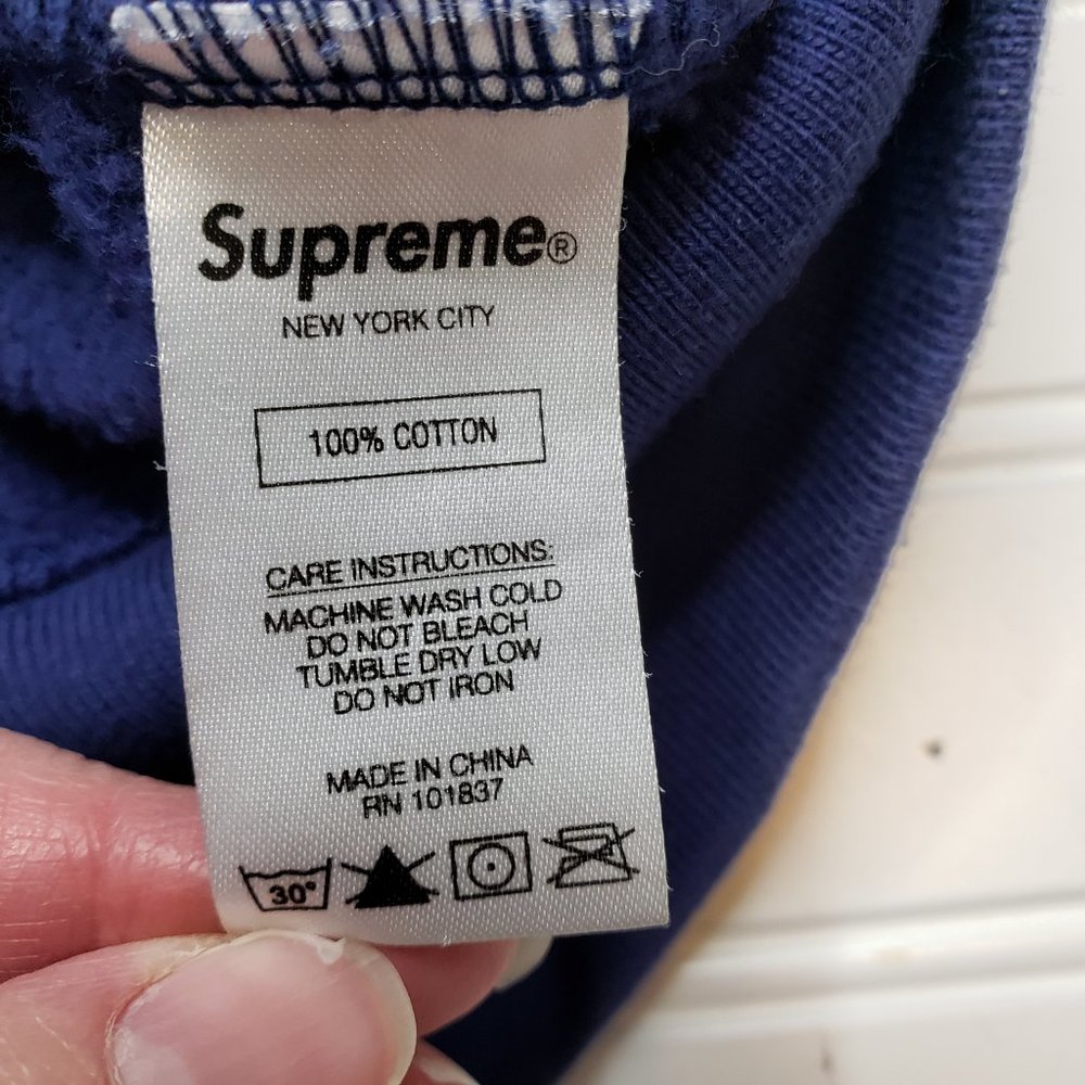 Supreme Globe Zip Up Hooded Sweatshirt Navy Blue Men’s Size Medium Embroidered - Picture 9 of 13